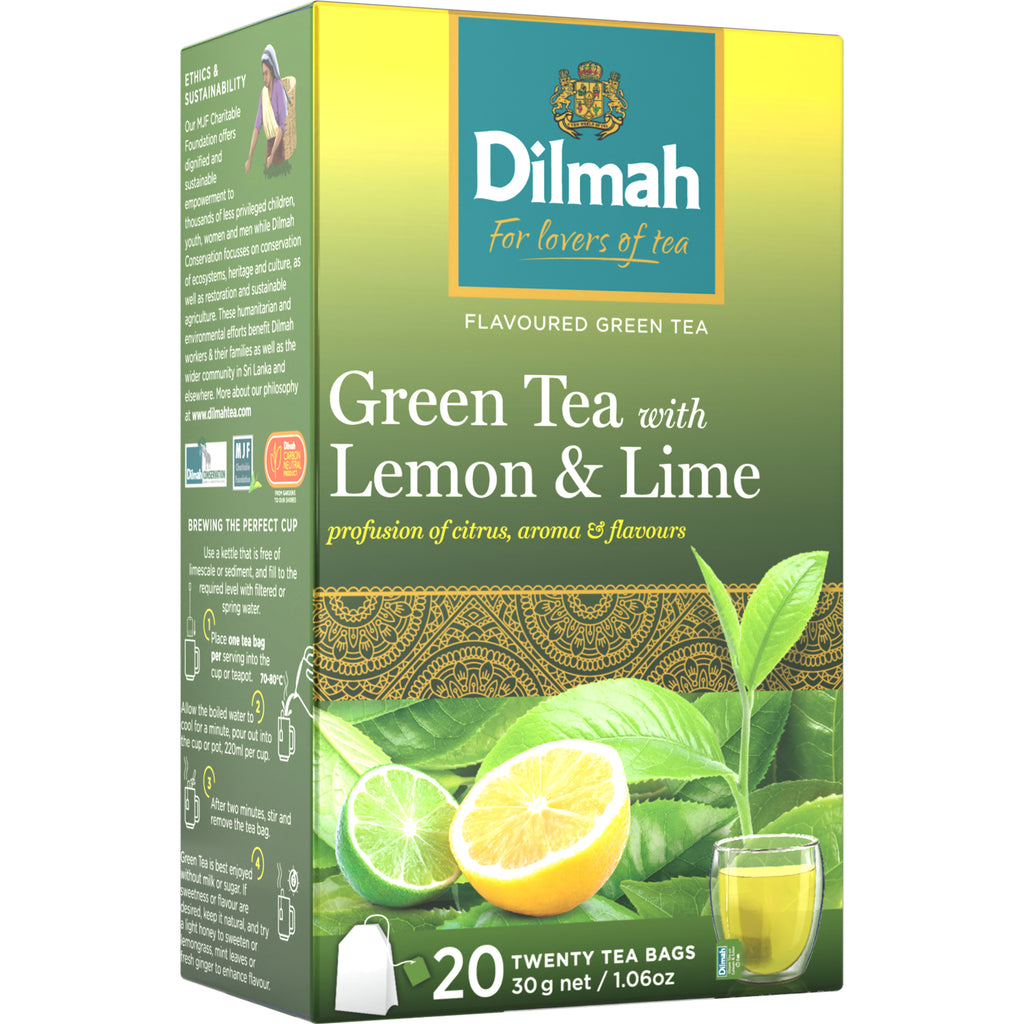 Green Tea with Lemon & Lime 20 Tea Bags Dilmah New Zealand