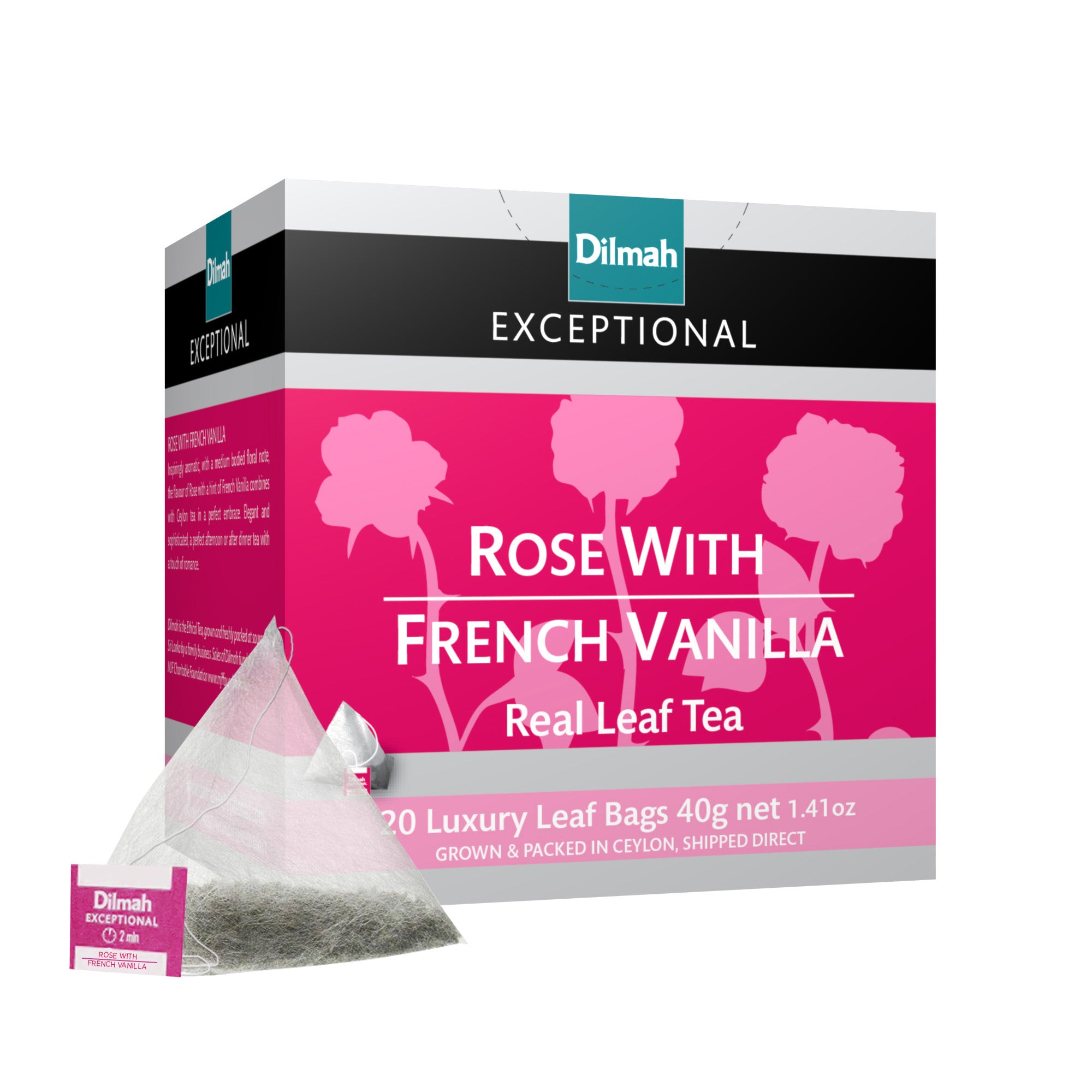 EXCEPTIONAL Rose with French Vanilla 20 Pyramid Tea Bags