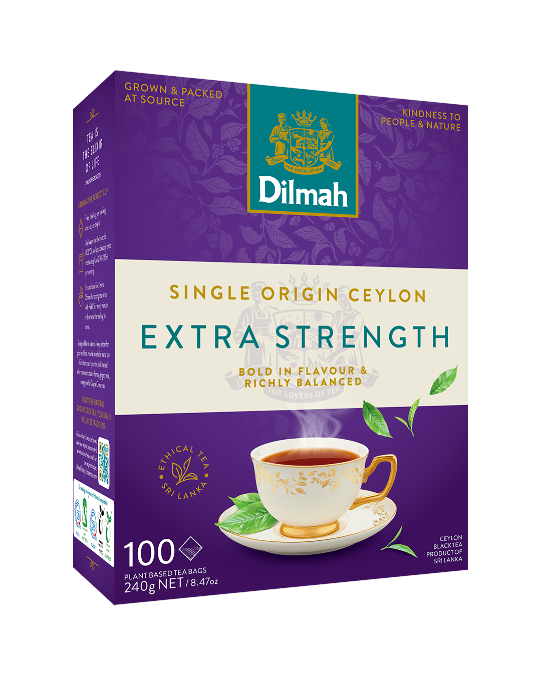 Premium Extra Strength 100% Pure Ceylon 100 Tea Bags