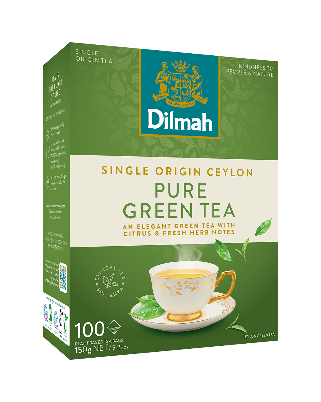 Ceylon Pure Green Tea 100 Tagless Tea Bags INN