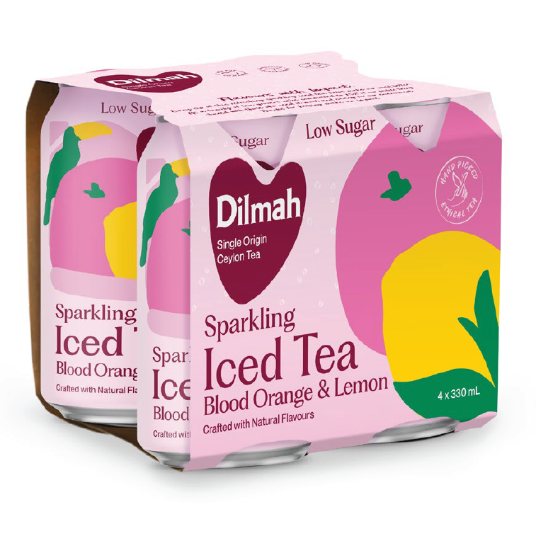 Dilmah Low Sugar Sparkling Natural Blood Orange & Lemon (4 Cans)