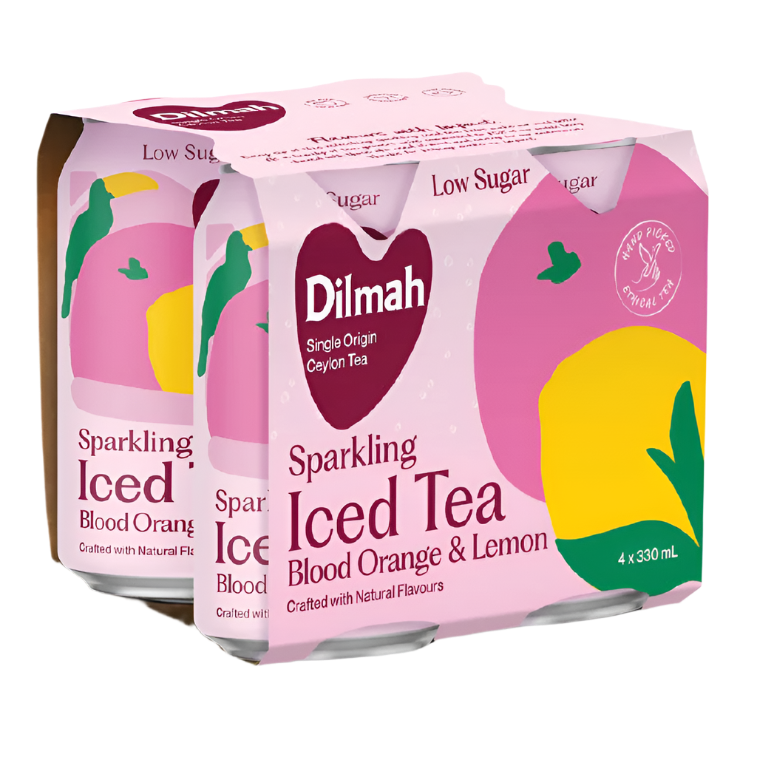 Dilmah Low Sugar Sparkling Natural Blood Orange & Lemon (4 Cans)