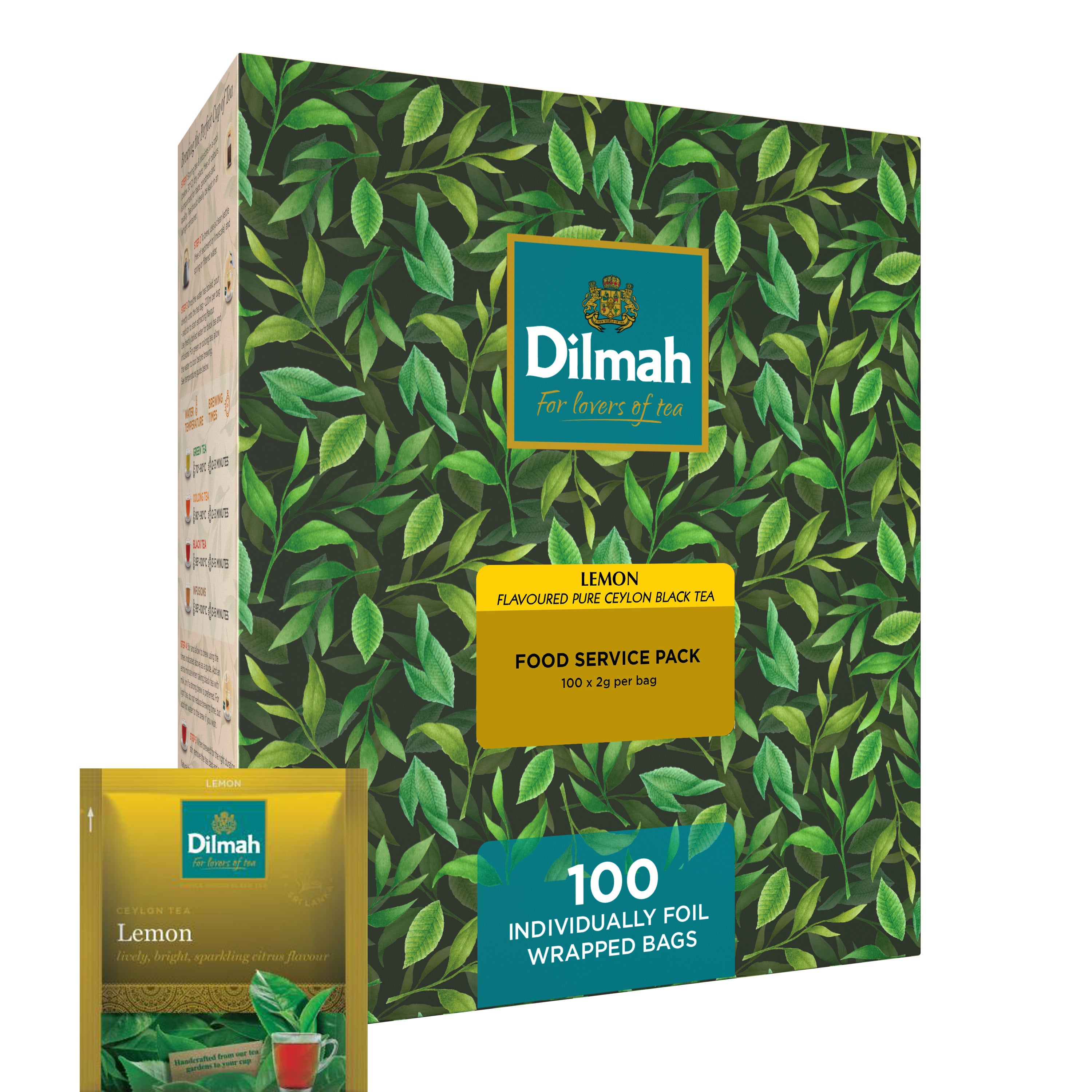 Premium Lemon Pure Ceylon Black Tea 100 Foil Sachets Tea Bags