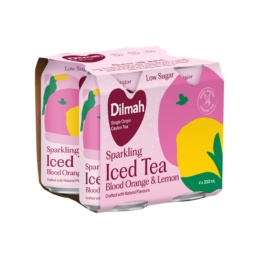Dilmah Low Sugar Sparkling Natural Blood Orange & Lemon (4 Cans)