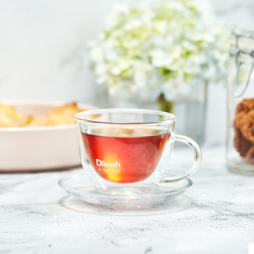 Endane Double Wall Glass Cup & Saucer (220ml)