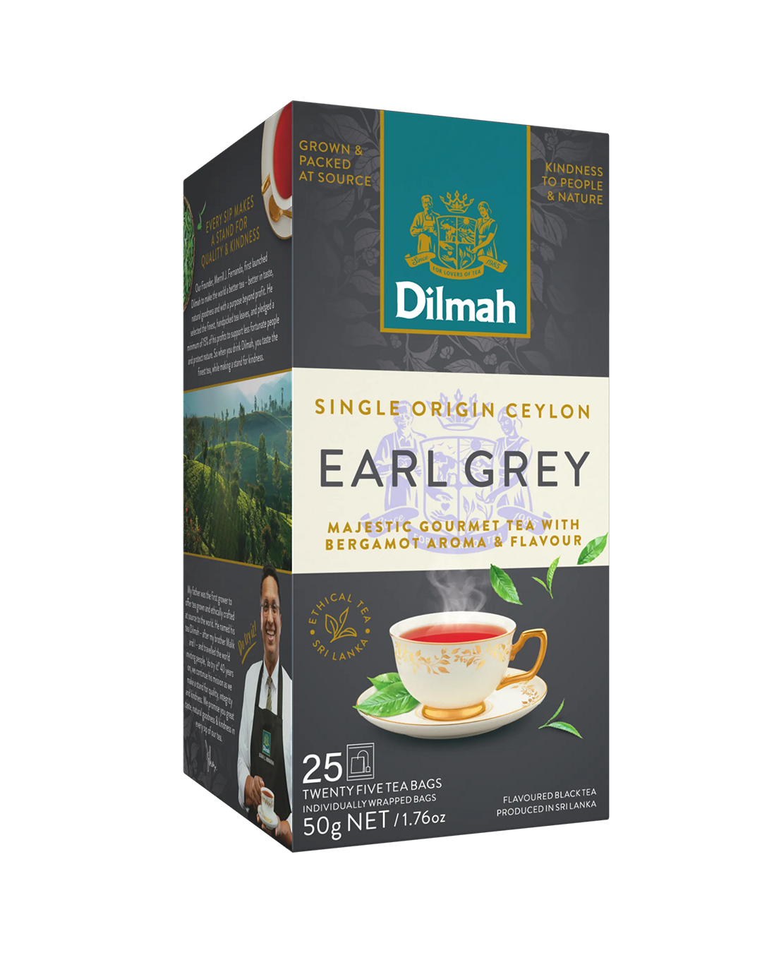 Gourmet Earl Grey Ceylon Black Tea-25 Individually Wrapped Tea Bags