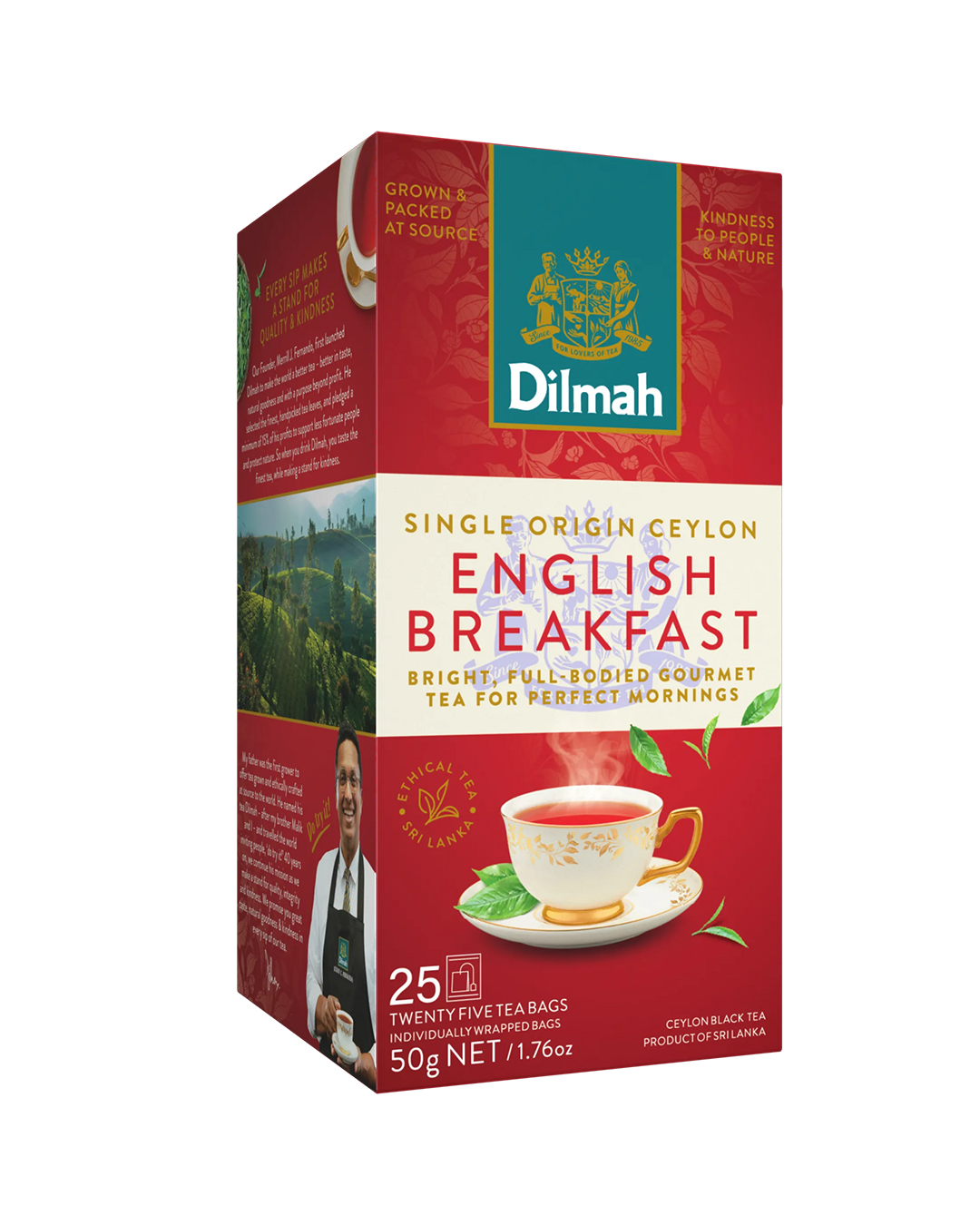 Gourmet English Breakfast Ceylon Black Tea-25 Individually Wrapped Tea Bags