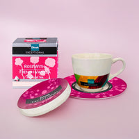 Exceptional Pink Cup & Saucer With Lid (220ml)