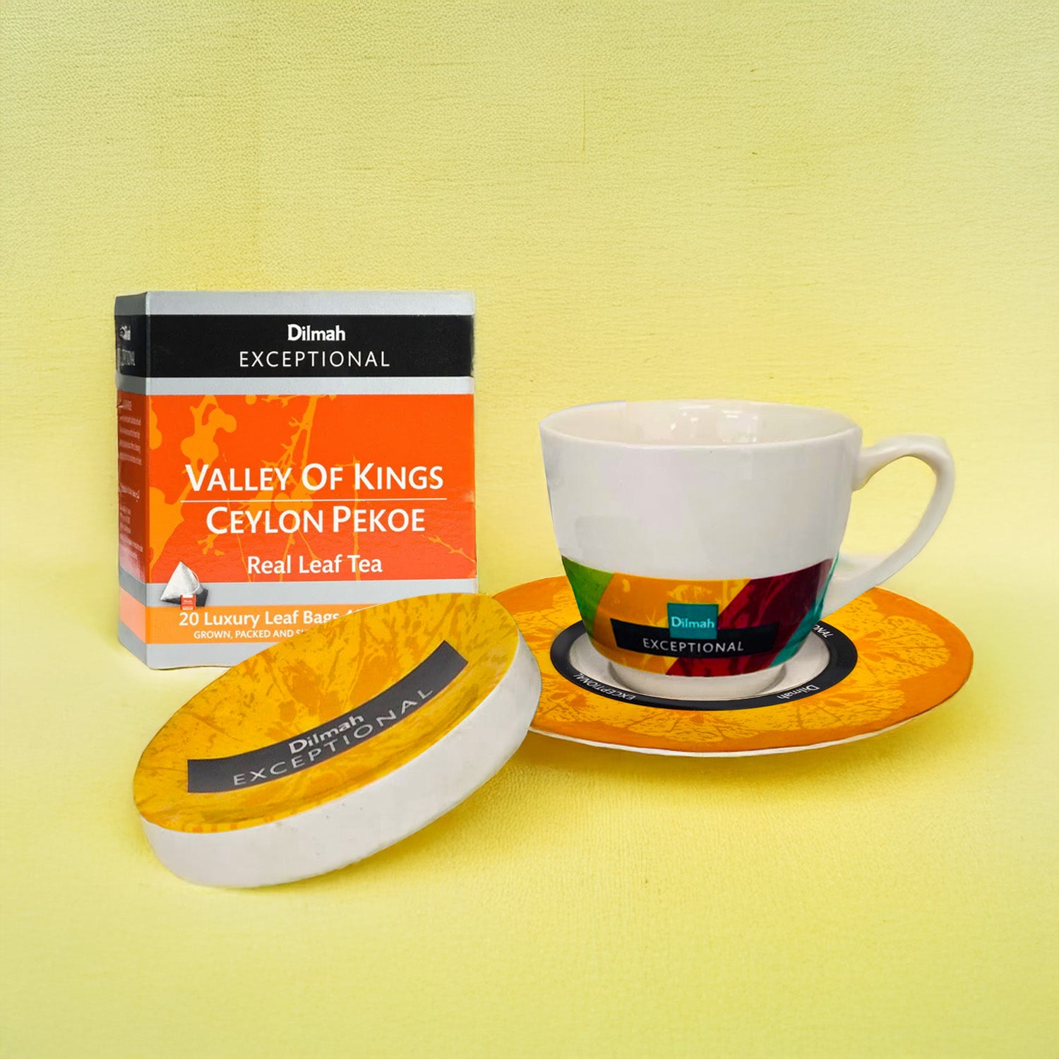 Exceptional Orange Cup & Saucer With Lid (220ml)