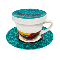 Exceptional Teal Cup & Saucer With Lid (220ml)
