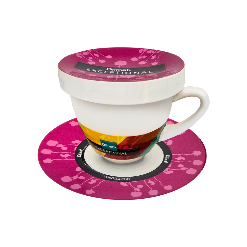 Exceptional Pink Cup & Saucer With Lid (220ml)