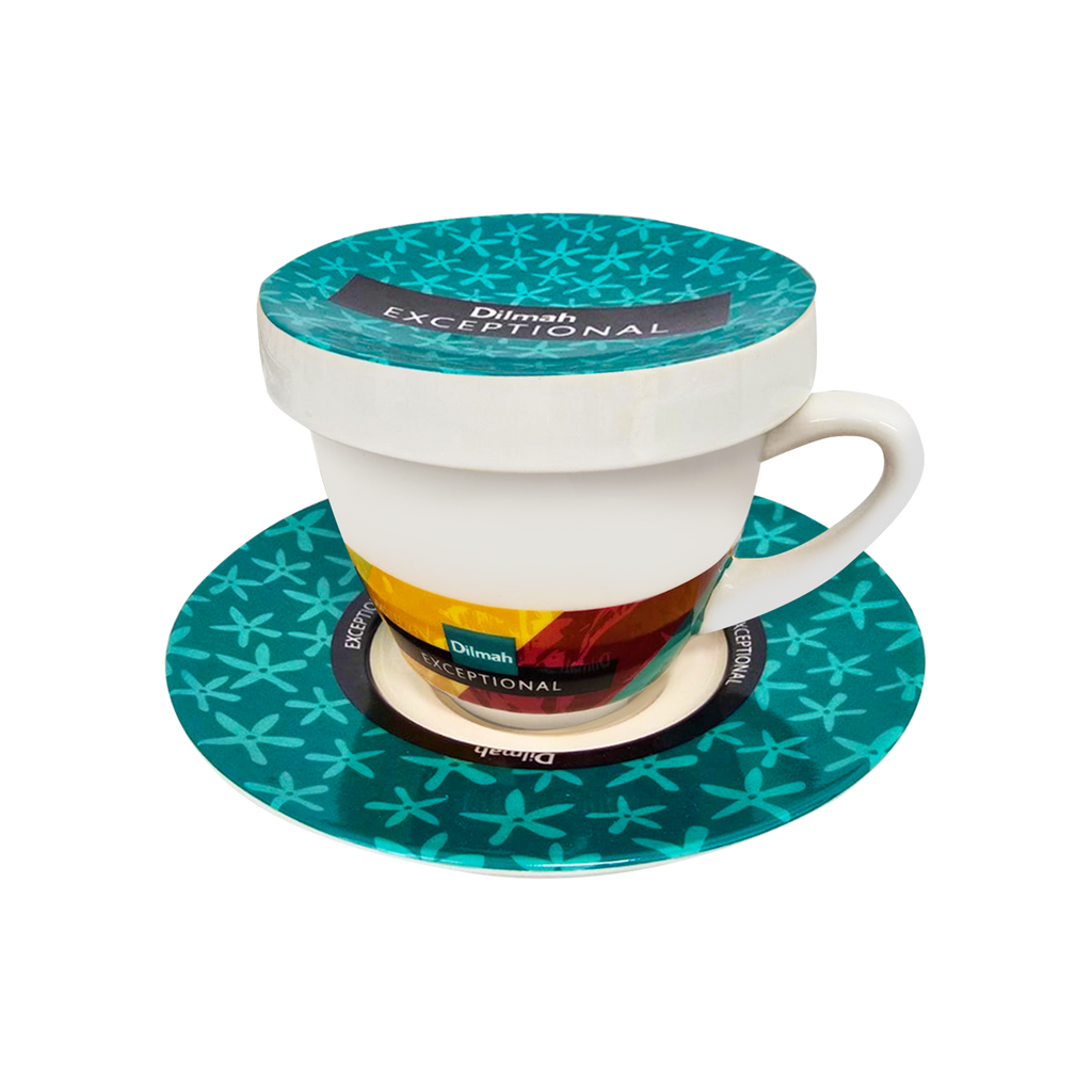 Exceptional Teal Cup & Saucer With Lid (220ml)