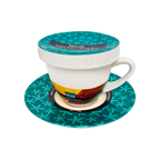 Exceptional Teal Cup & Saucer With Lid (220ml)