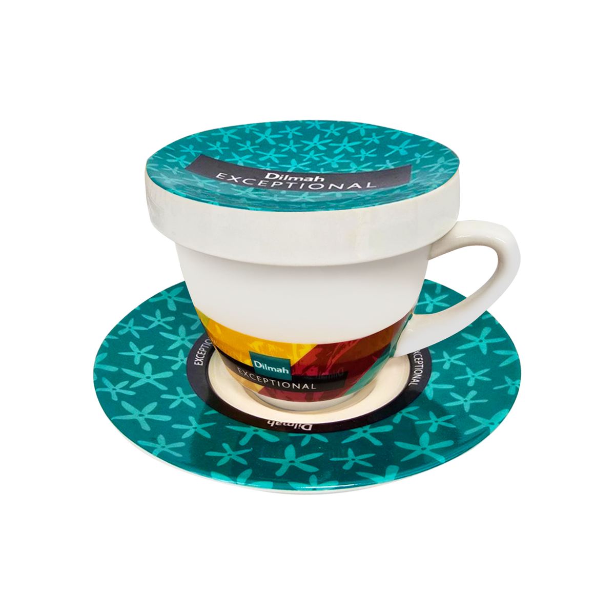 Exceptional Teal Cup & Saucer With Lid (220ml)