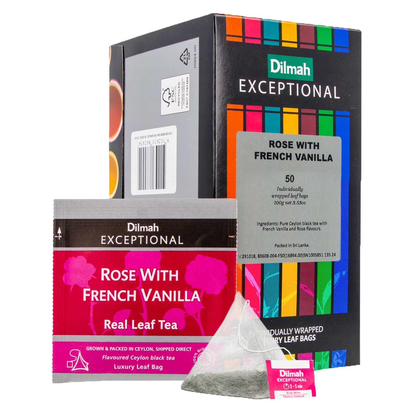 Exceptional Rose with French Vanilla Black Tea 50 Enveloped Tea Bags
