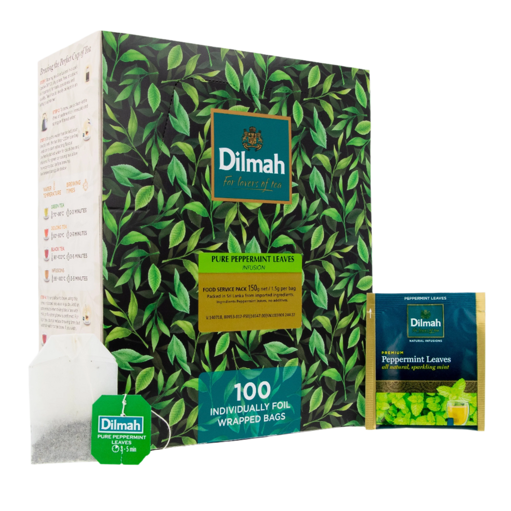 Pure Peppermint Leaves Infusion-100 Individually Wrapped Tea Bags