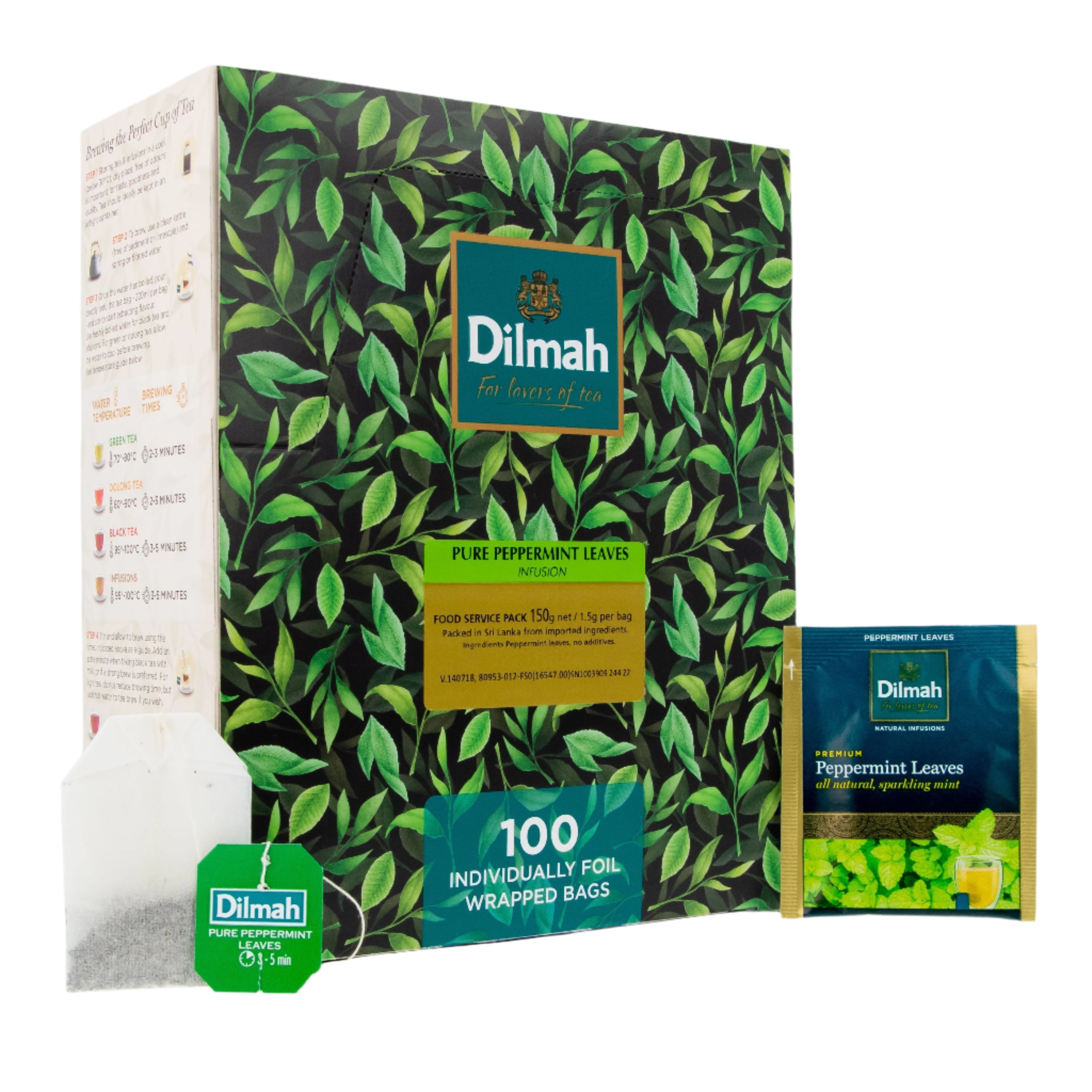 Pure Peppermint Leaves Infusion-100 Individually Wrapped Tea Bags