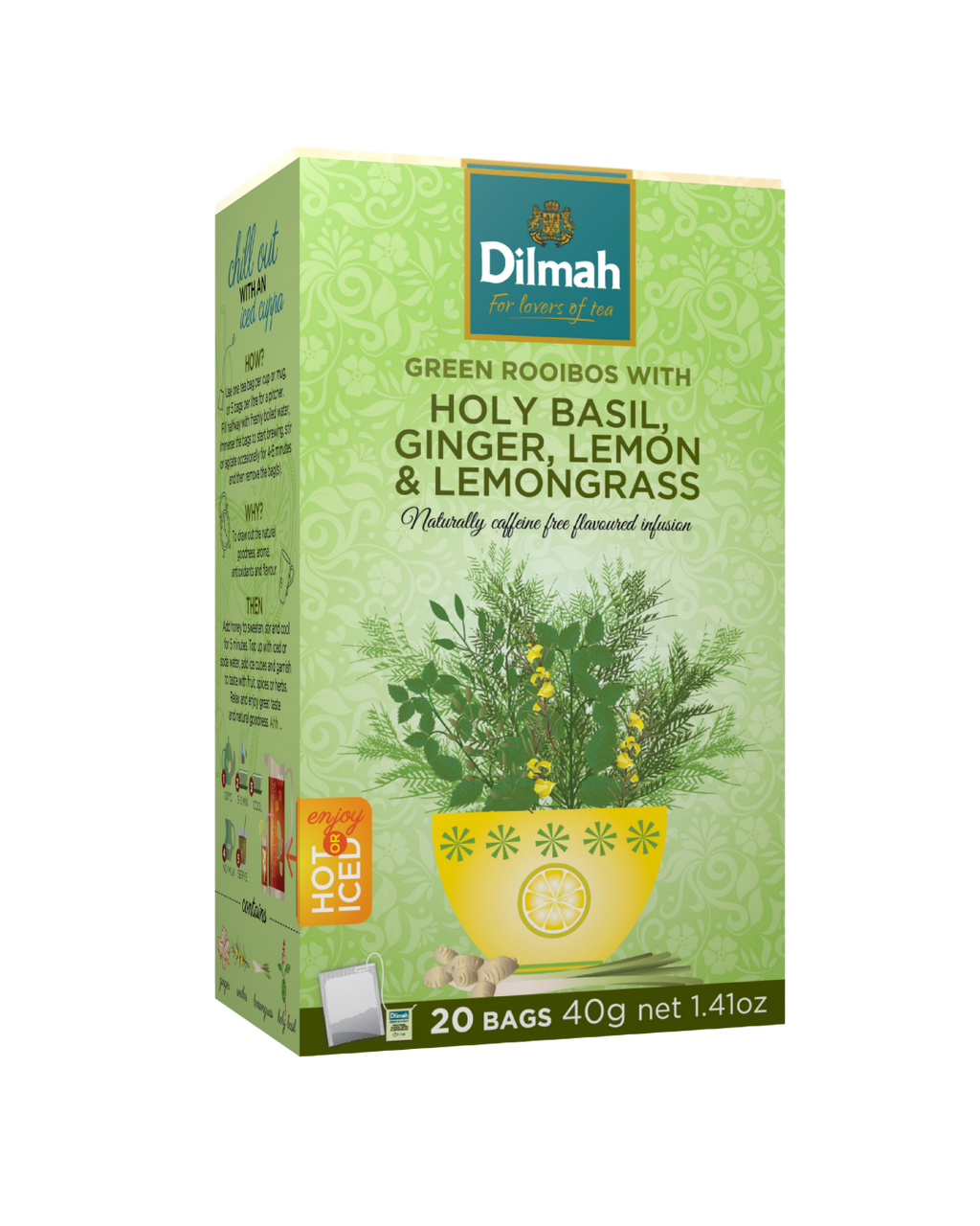 Holy Basil, Ginger, Lemon And Lemongrass Infusion 20 Tagged Tea Bags