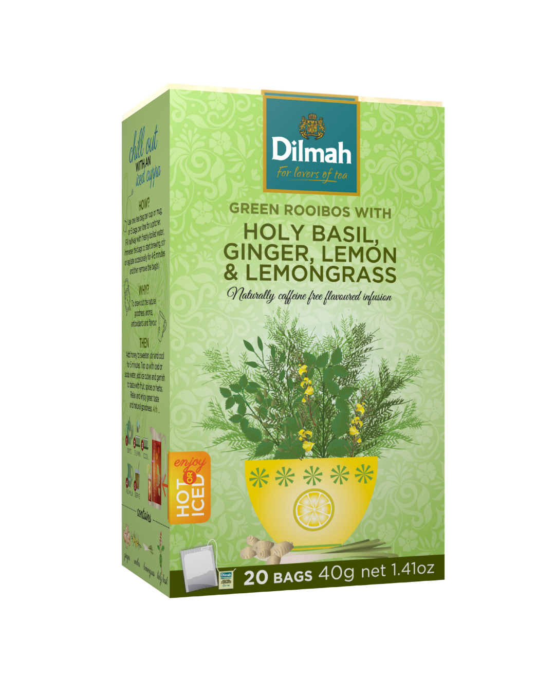 Holy Basil, Ginger, Lemon And Lemongrass Infusion 20 Tagged Tea Bags