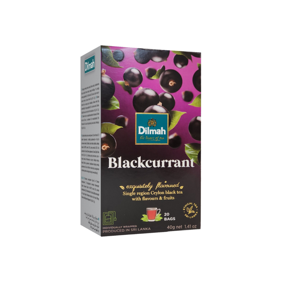 Blackcurrant Black Tea 20 Foil Sachets Tagged Tea Bags