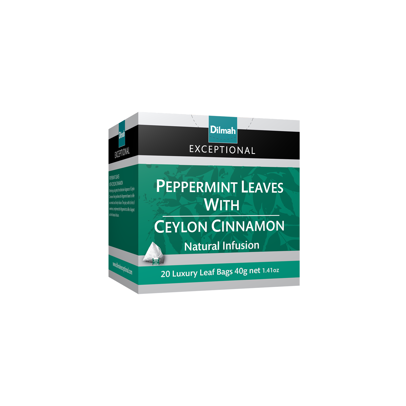 Exceptional Peppermint Leaves With Ceylon Cinnamon Natural Infusion-20 Luxury Leaf Tea Bags