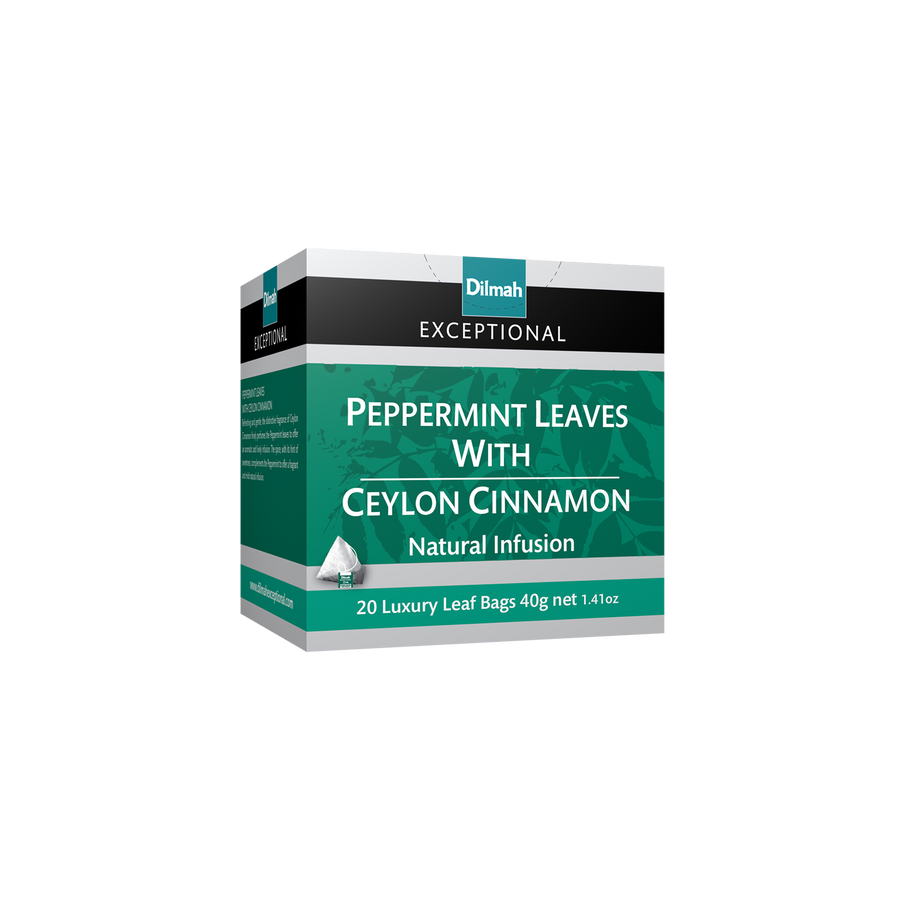 Exceptional Peppermint Leaves With Ceylon Cinnamon Natural Infusion-20 Luxury Leaf Tea Bags