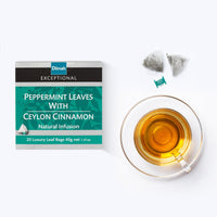 Exceptional Peppermint Leaves With Ceylon Cinnamon Natural Infusion-20 Luxury Leaf Tea Bags