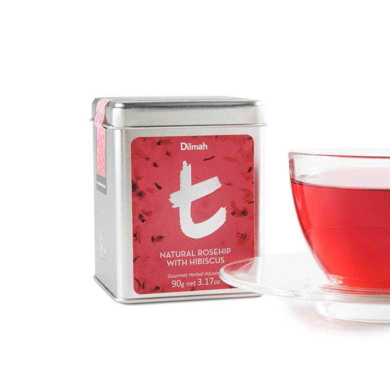 t-Series Tin Natural Rosehip with Hibiscus 100g Loose Leaf Tea